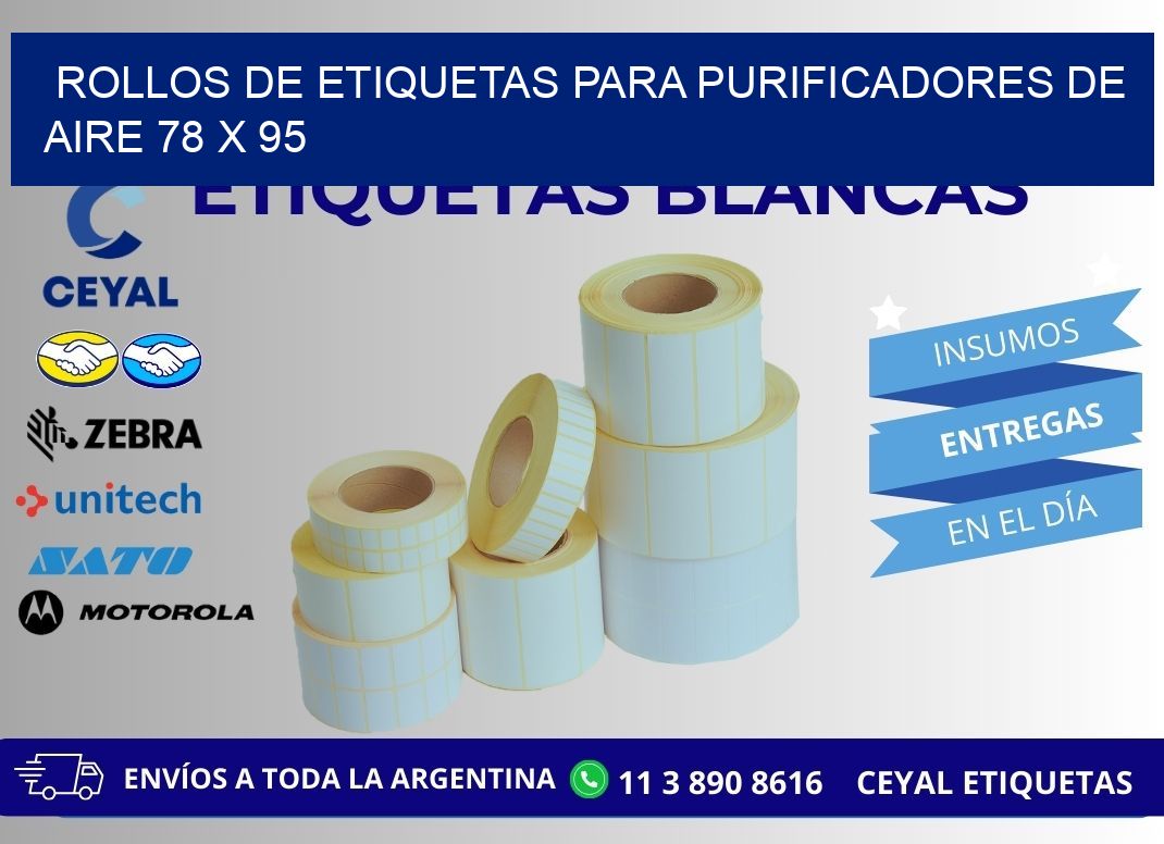 ROLLOS DE ETIQUETAS PARA PURIFICADORES DE AIRE 78 x 95