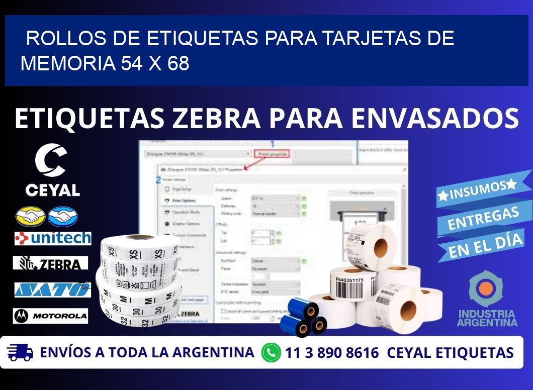 ROLLOS DE ETIQUETAS PARA TARJETAS DE MEMORIA 54 x 68