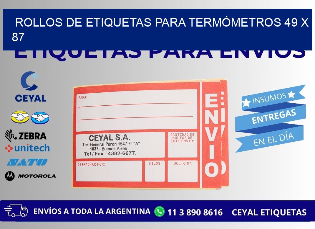 ROLLOS DE ETIQUETAS PARA TERMÓMETROS 49 x 87