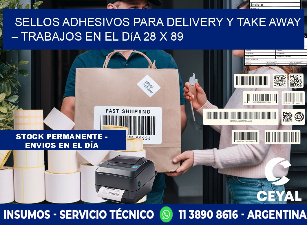 Sellos adhesivos para delivery y take away – Trabajos en el día 28 x 89