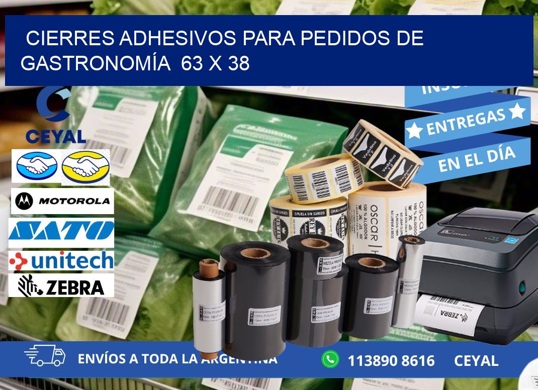 CIERRES ADHESIVOS PARA PEDIDOS DE GASTRONOMÍA  63 x 38