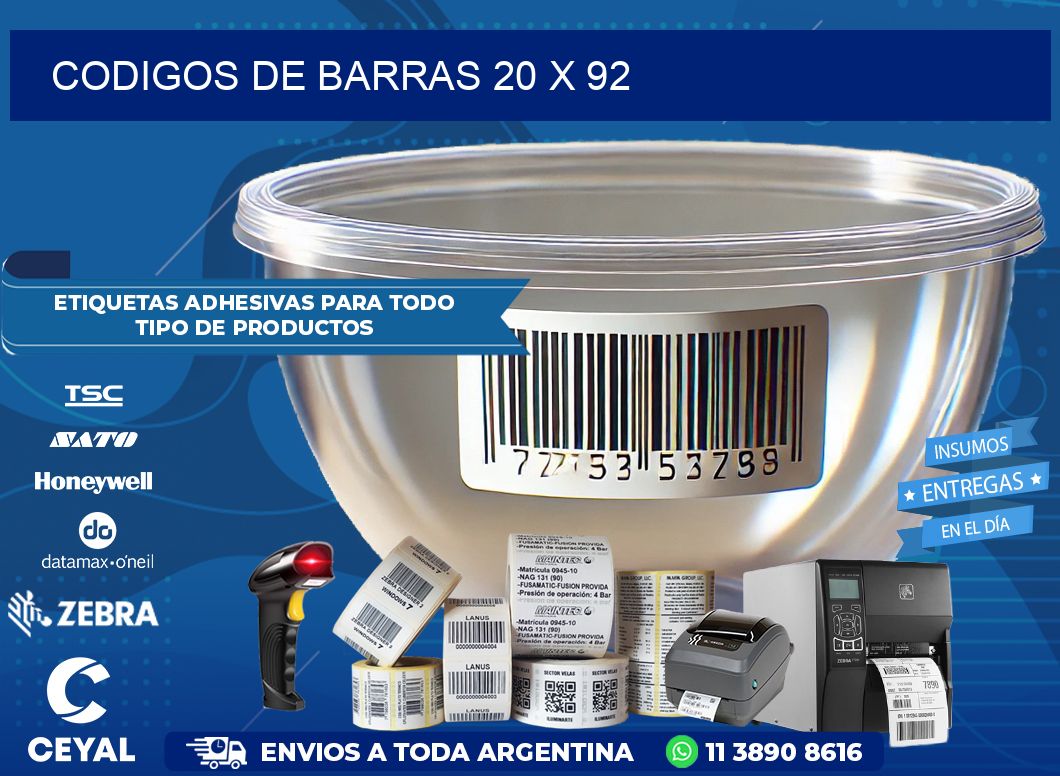 CODIGOS DE BARRAS 20 x 92