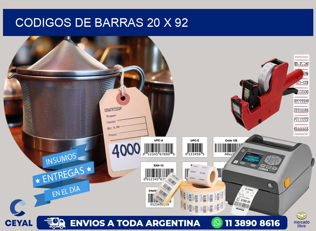 CODIGOS DE BARRAS 20 x 92