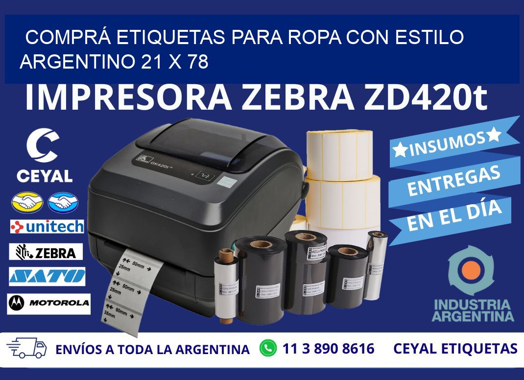 COMPRÁ ETIQUETAS PARA ROPA CON ESTILO ARGENTINO 21 x 78