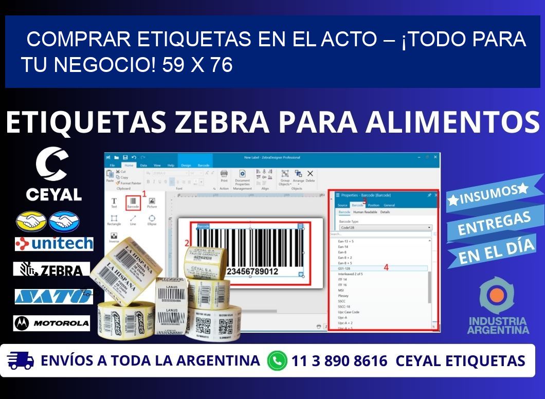 COMPRAR ETIQUETAS EN EL ACTO – ¡TODO PARA TU NEGOCIO! 59 x 76