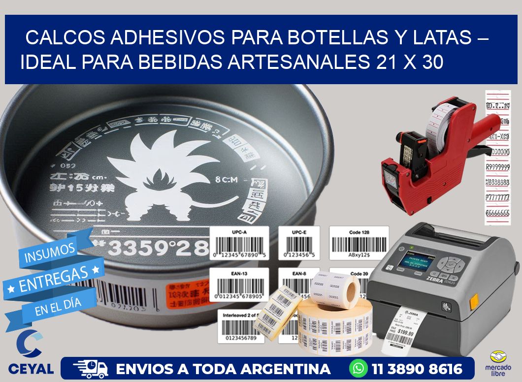 Calcos Adhesivos para Botellas y Latas – Ideal para Bebidas Artesanales 21 x 30