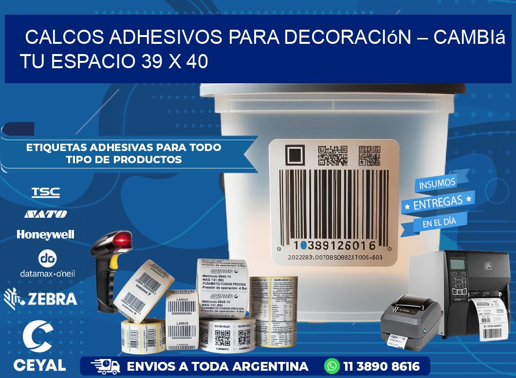 Calcos Adhesivos para Decoración – Cambiá Tu Espacio 39 x 40