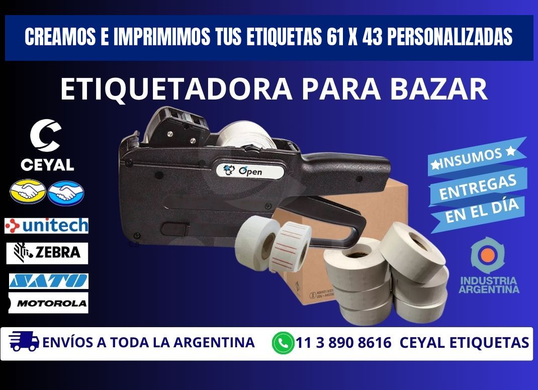 Creamos e Imprimimos tus Etiquetas 61 x 43 Personalizadas