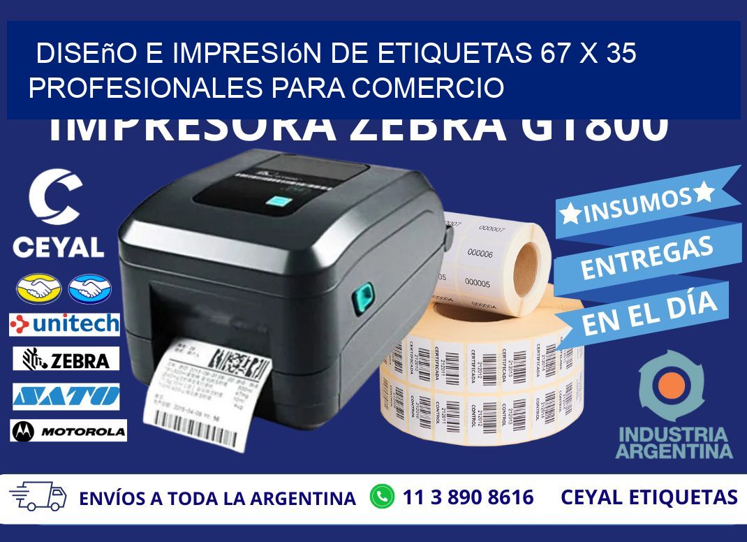 Diseño e Impresión de Etiquetas 67 x 35 Profesionales para Comercio