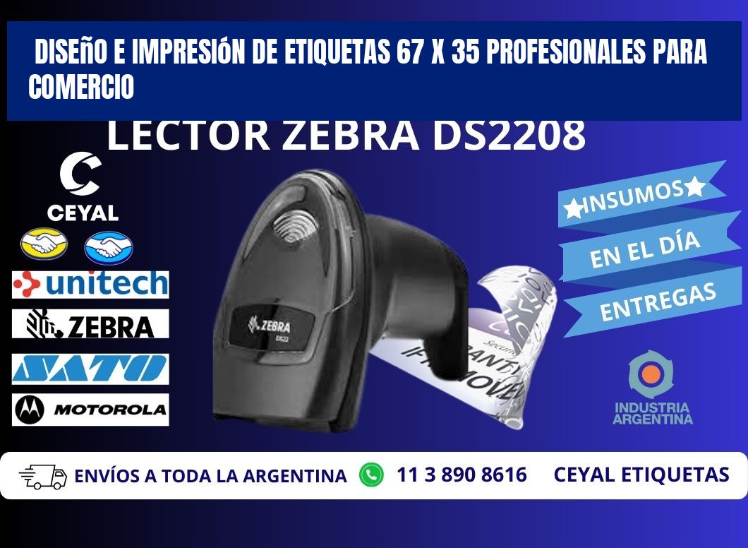 Diseño e Impresión de Etiquetas 67 x 35 Profesionales para Comercio