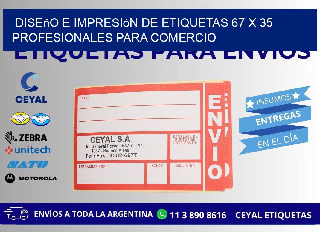 Diseño e Impresión de Etiquetas 67 x 35 Profesionales para Comercio