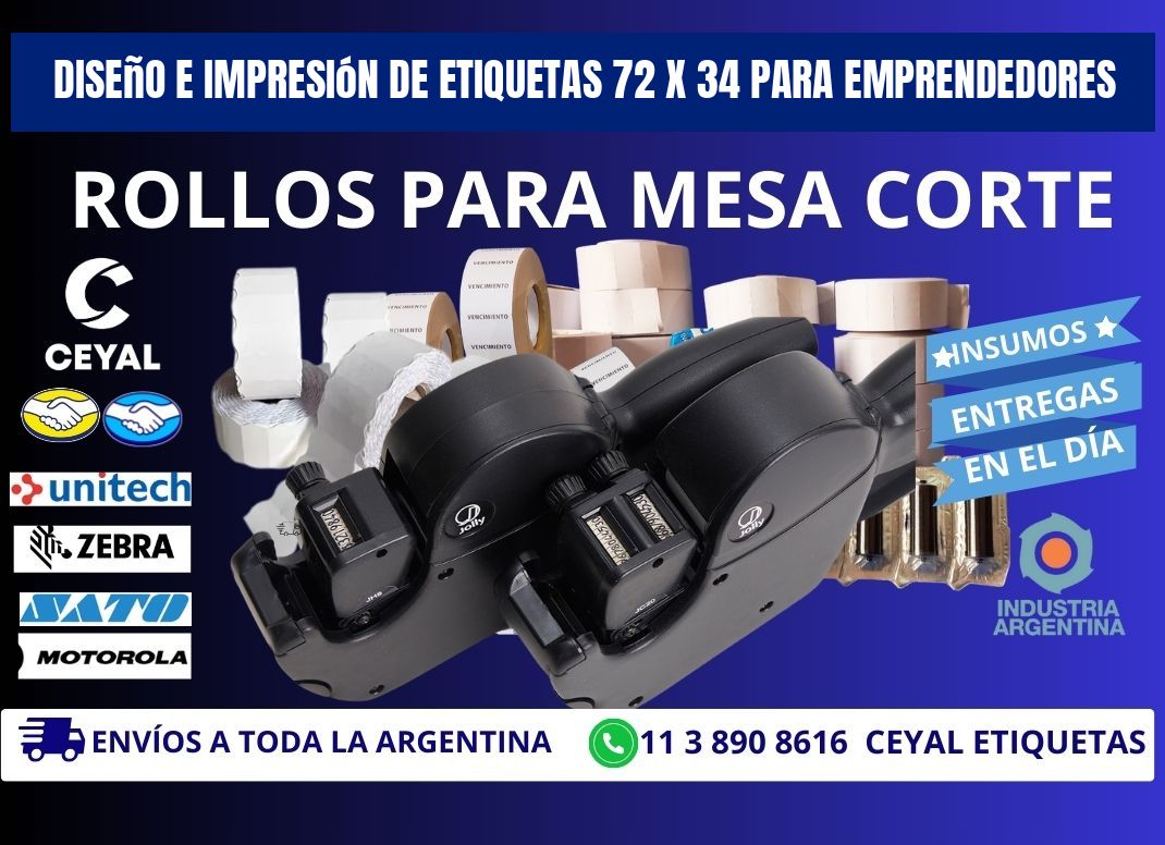 Diseño e Impresión de Etiquetas 72 x 34 para Emprendedores