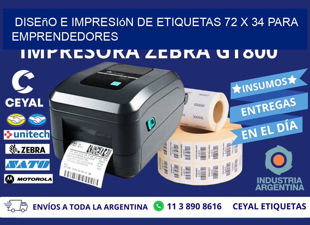 Diseño e Impresión de Etiquetas 72 x 34 para Emprendedores