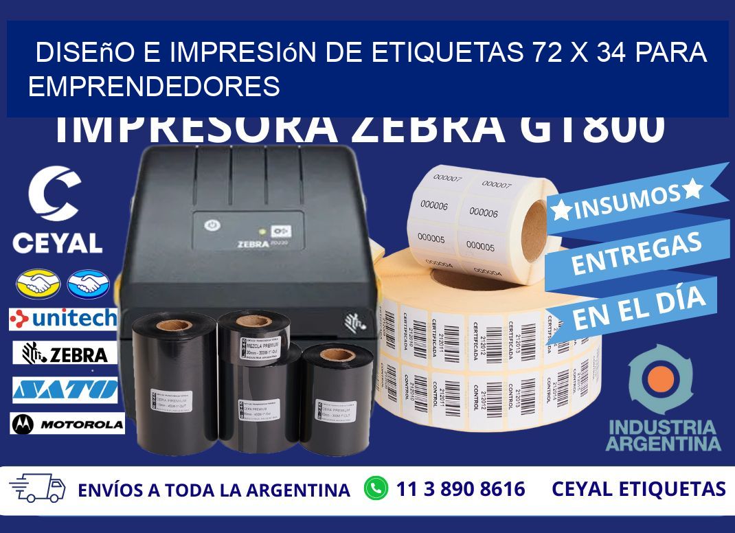 Diseño e Impresión de Etiquetas 72 x 34 para Emprendedores