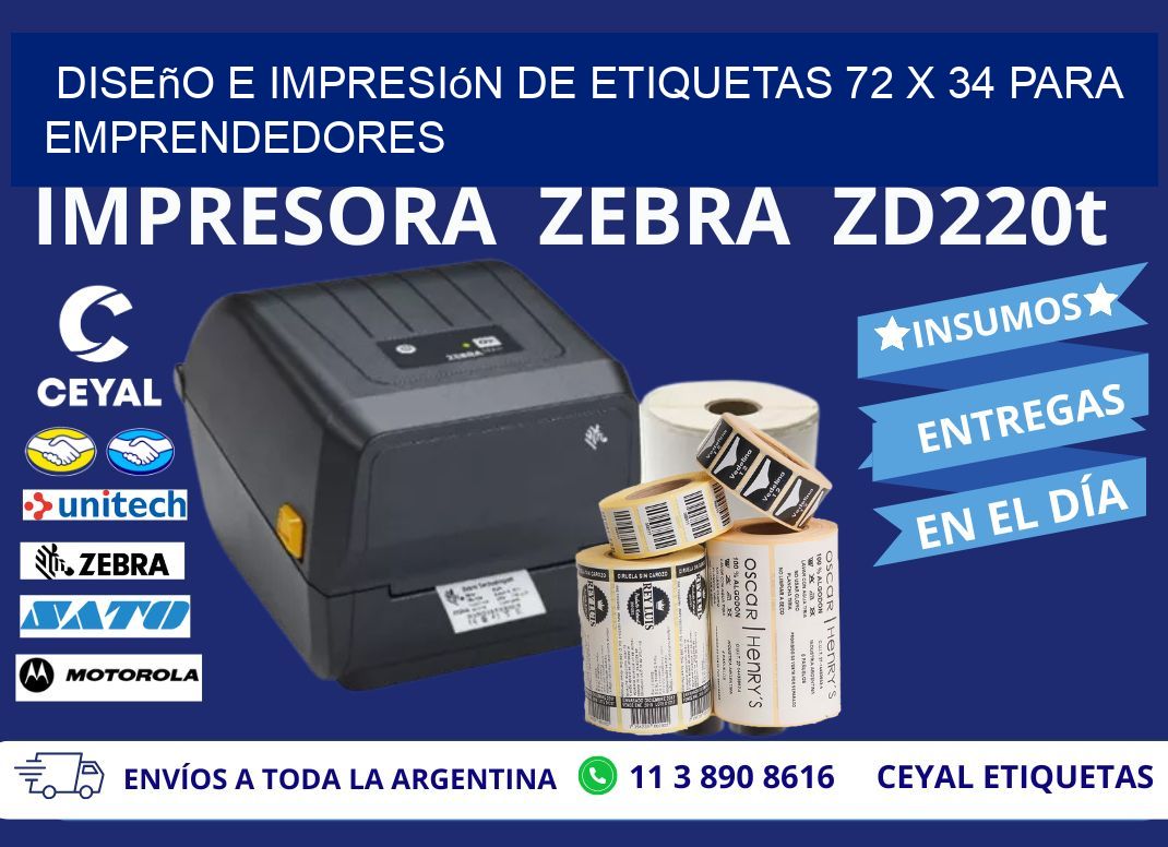 Diseño e Impresión de Etiquetas 72 x 34 para Emprendedores