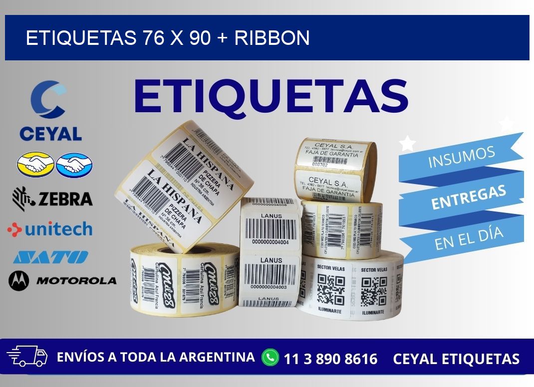 ETIQUETAS 76 x 90 + RIBBON