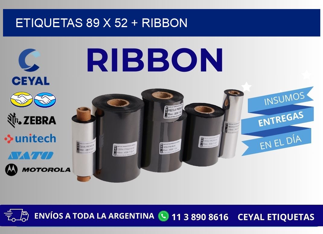 ETIQUETAS 89 x 52 + RIBBON