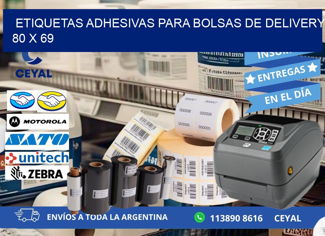 ETIQUETAS ADHESIVAS PARA BOLSAS DE DELIVERY 80 x 69