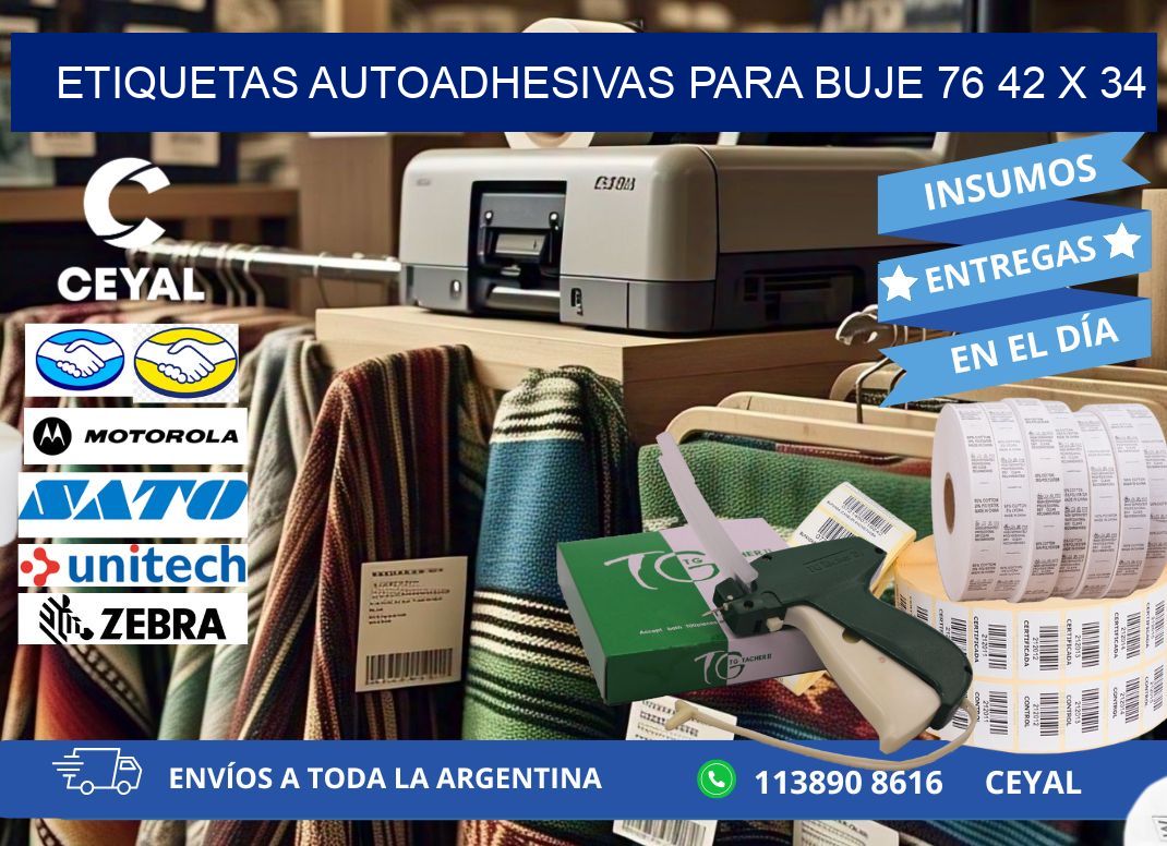 ETIQUETAS AUTOADHESIVAS PARA BUJE 76 42 x 34
