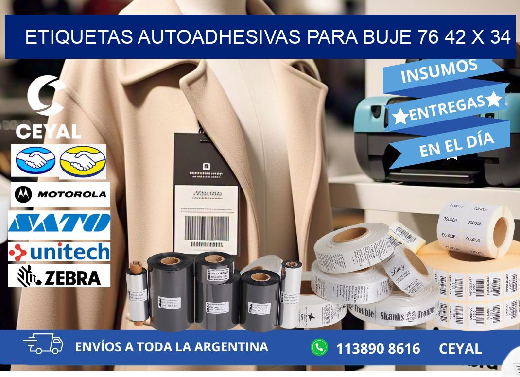 ETIQUETAS AUTOADHESIVAS PARA BUJE 76 42 x 34