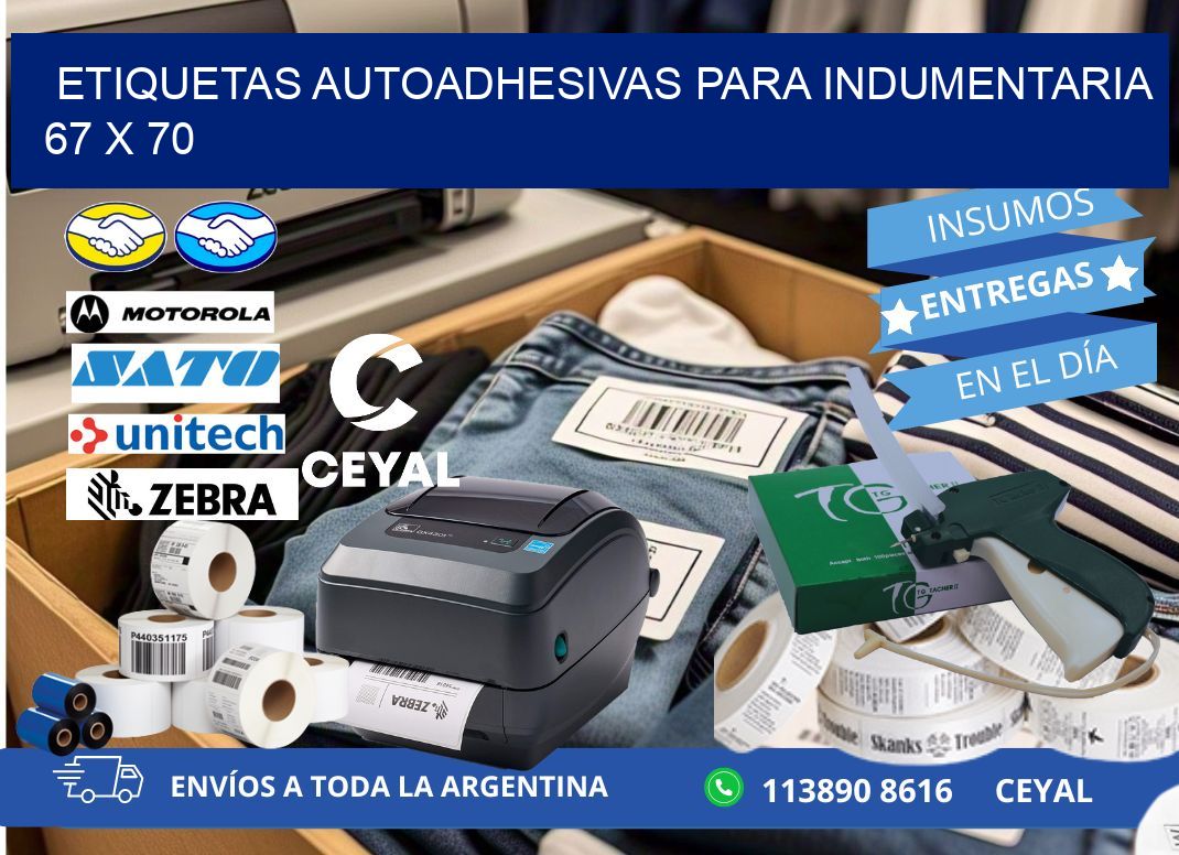 ETIQUETAS AUTOADHESIVAS PARA INDUMENTARIA 67 x 70