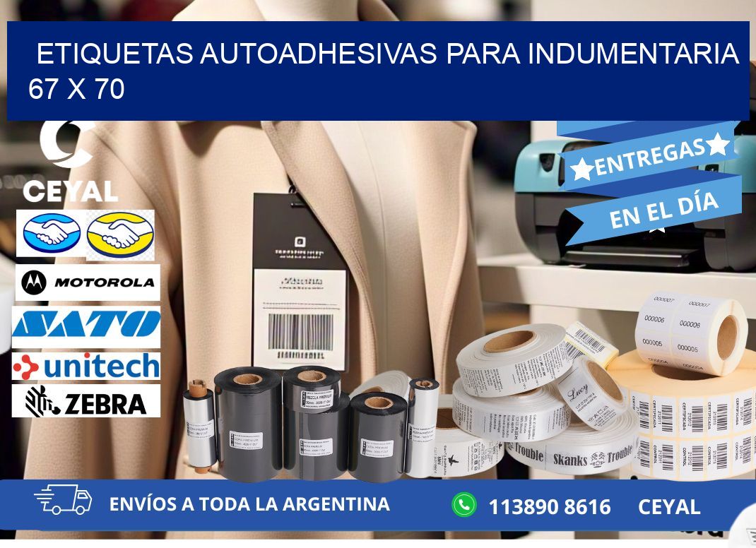 ETIQUETAS AUTOADHESIVAS PARA INDUMENTARIA 67 x 70