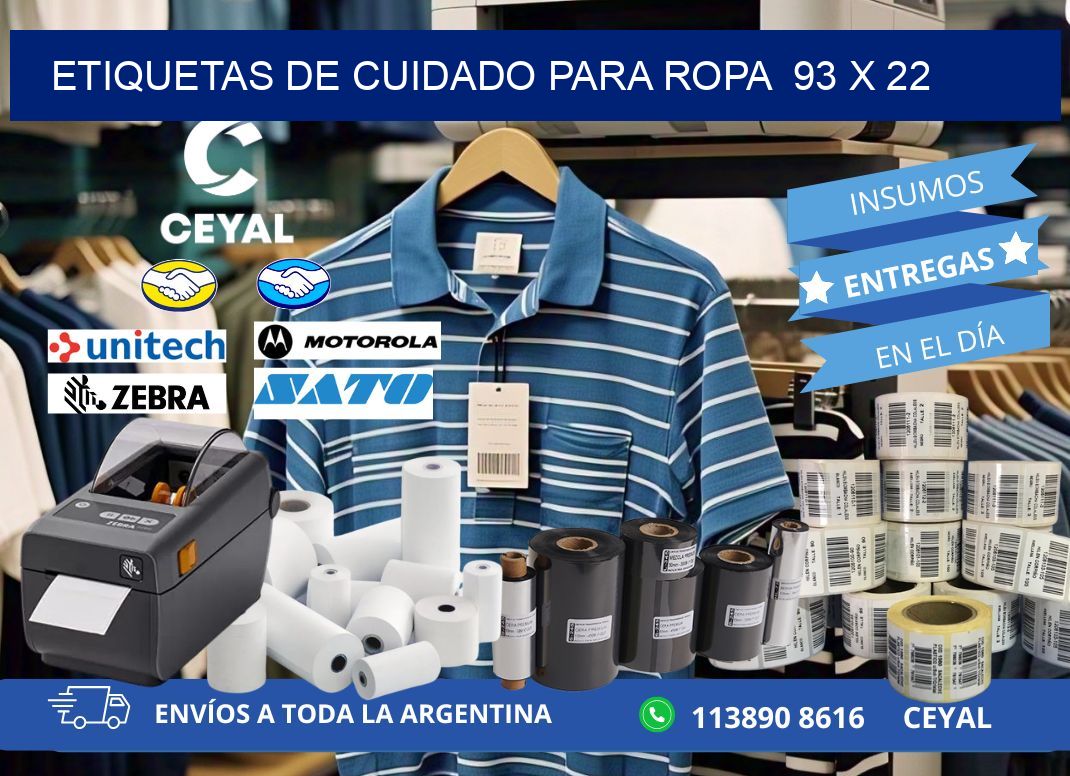 ETIQUETAS DE CUIDADO PARA ROPA  93 x 22