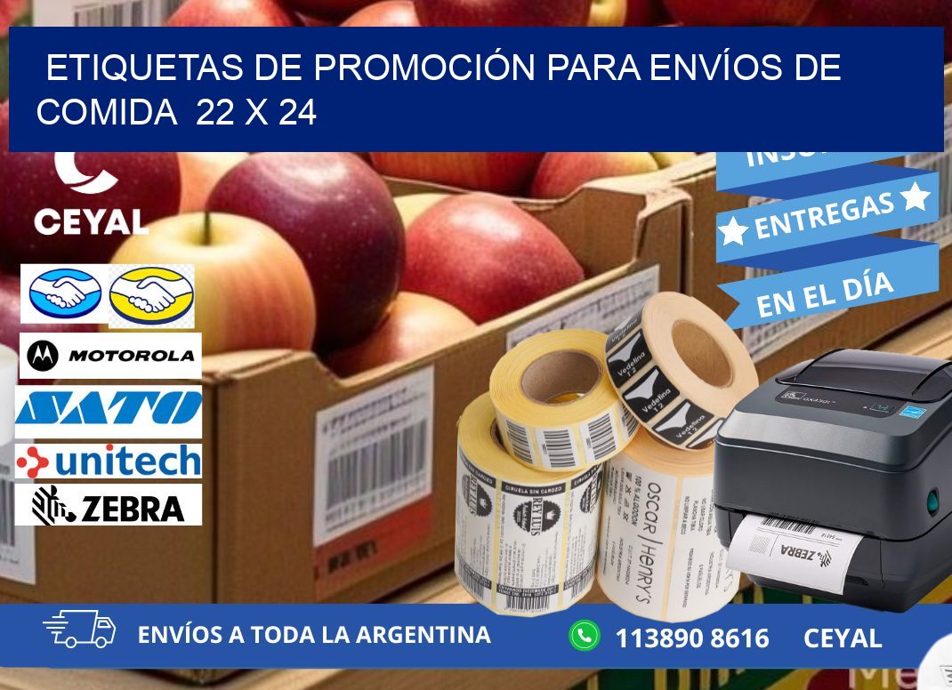 ETIQUETAS DE PROMOCIÓN PARA ENVÍOS DE COMIDA  22 x 24