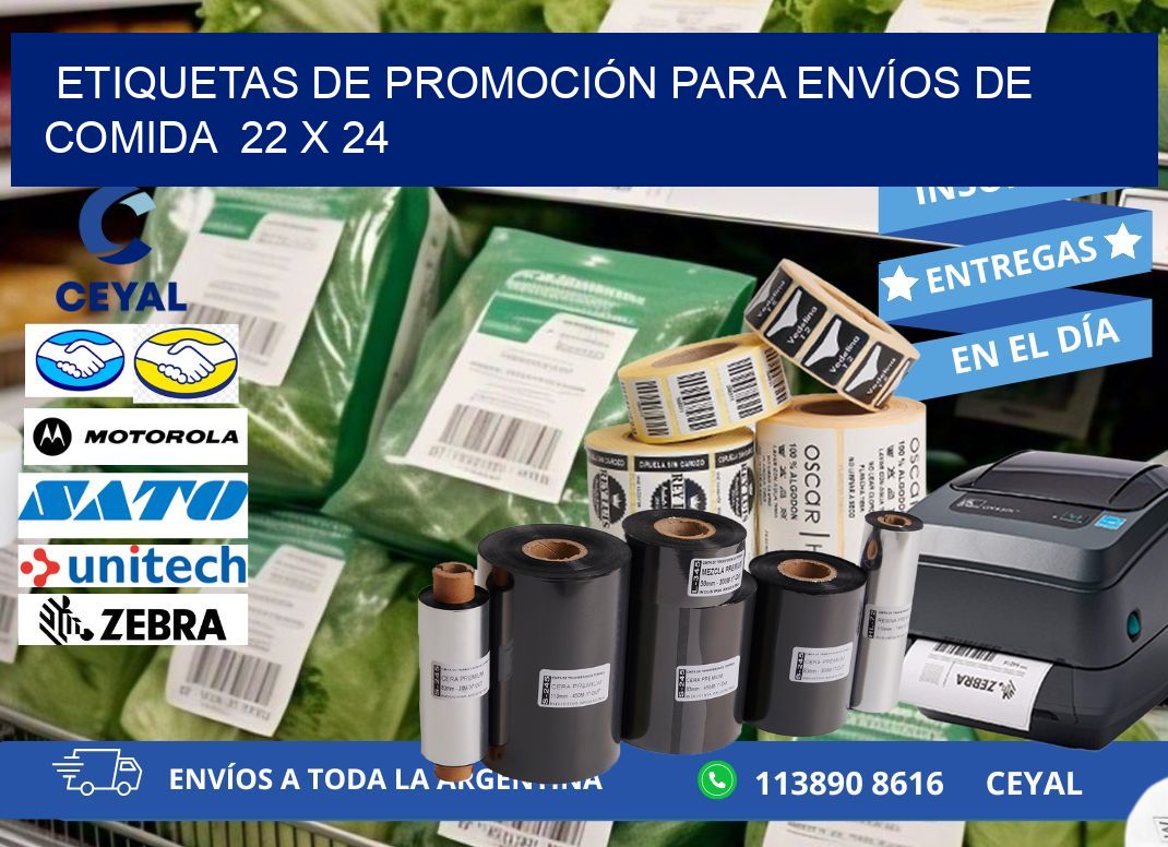 ETIQUETAS DE PROMOCIÓN PARA ENVÍOS DE COMIDA  22 x 24