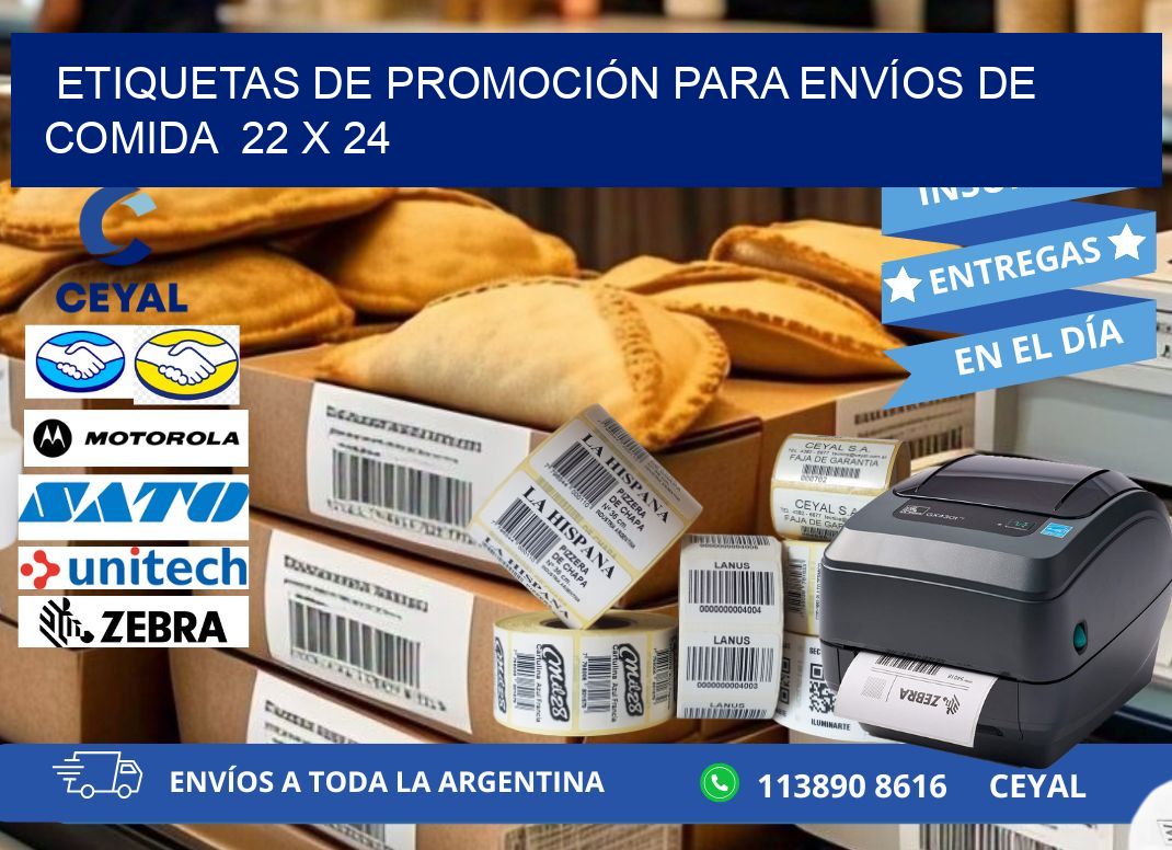 ETIQUETAS DE PROMOCIÓN PARA ENVÍOS DE COMIDA  22 x 24