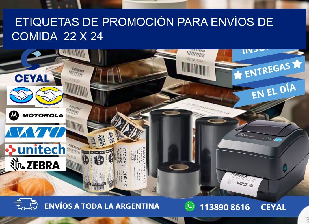 ETIQUETAS DE PROMOCIÓN PARA ENVÍOS DE COMIDA  22 x 24