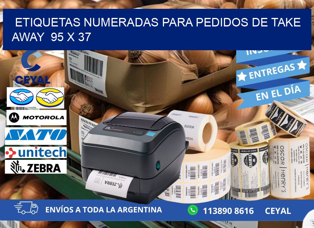 ETIQUETAS NUMERADAS PARA PEDIDOS DE TAKE AWAY  95 x 37