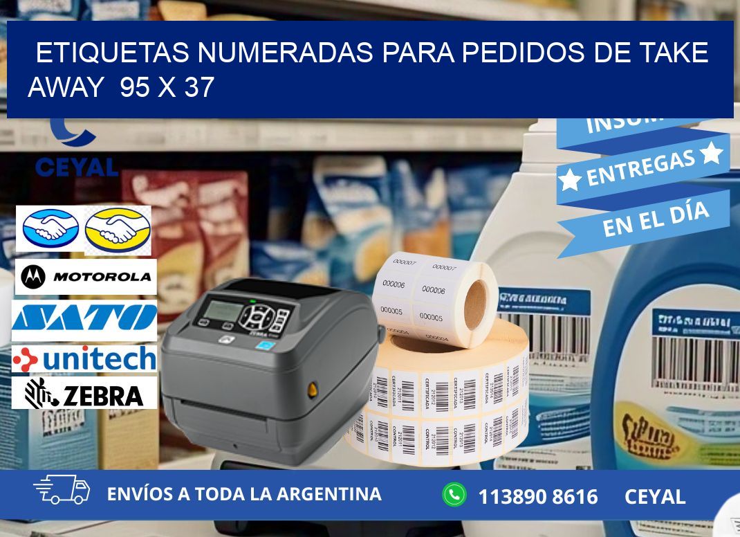 ETIQUETAS NUMERADAS PARA PEDIDOS DE TAKE AWAY  95 x 37