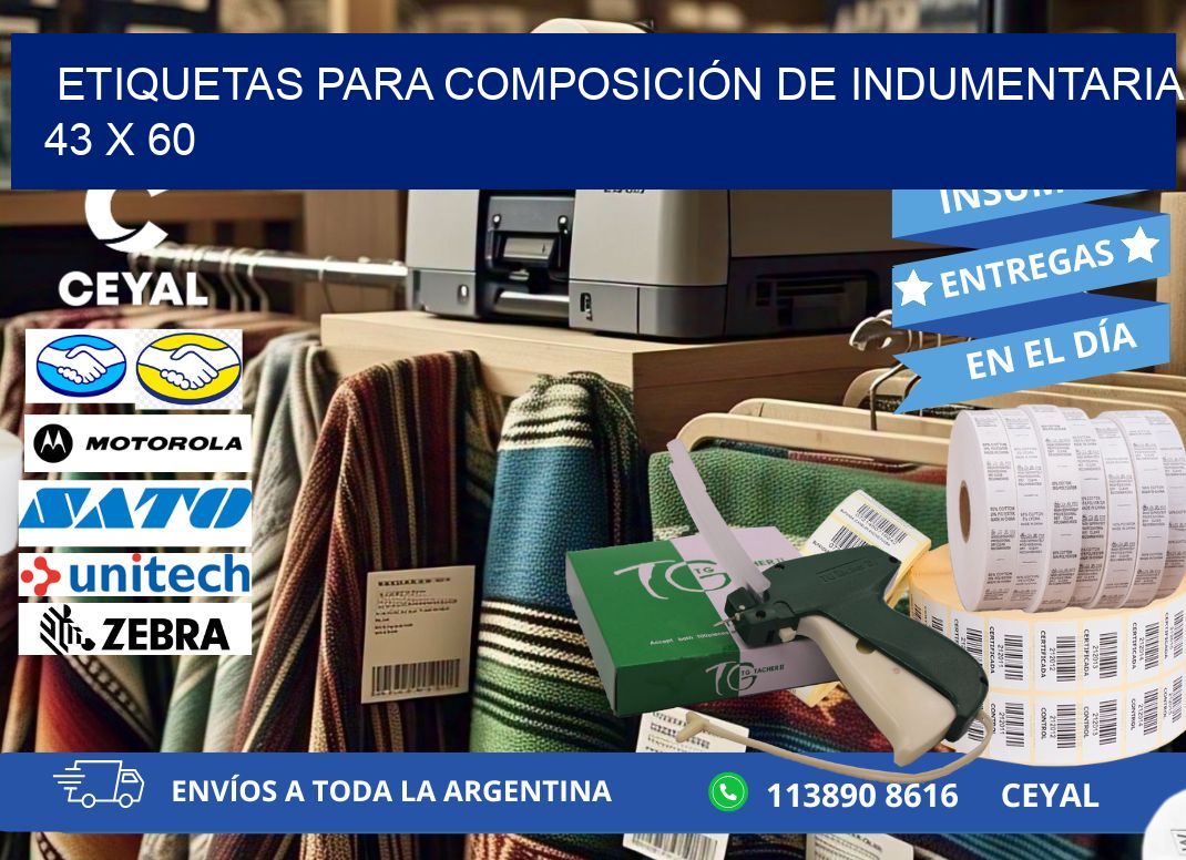 ETIQUETAS PARA COMPOSICIÓN DE INDUMENTARIA 43 x 60