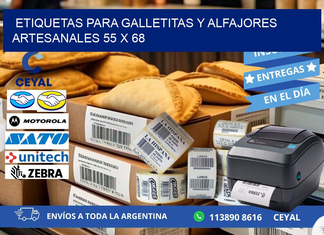 ETIQUETAS PARA GALLETITAS Y ALFAJORES ARTESANALES 55 x 68