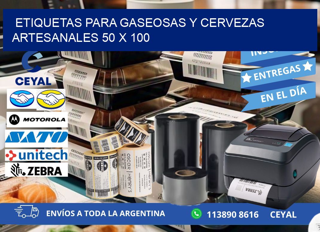 ETIQUETAS PARA GASEOSAS Y CERVEZAS ARTESANALES 50 x 100