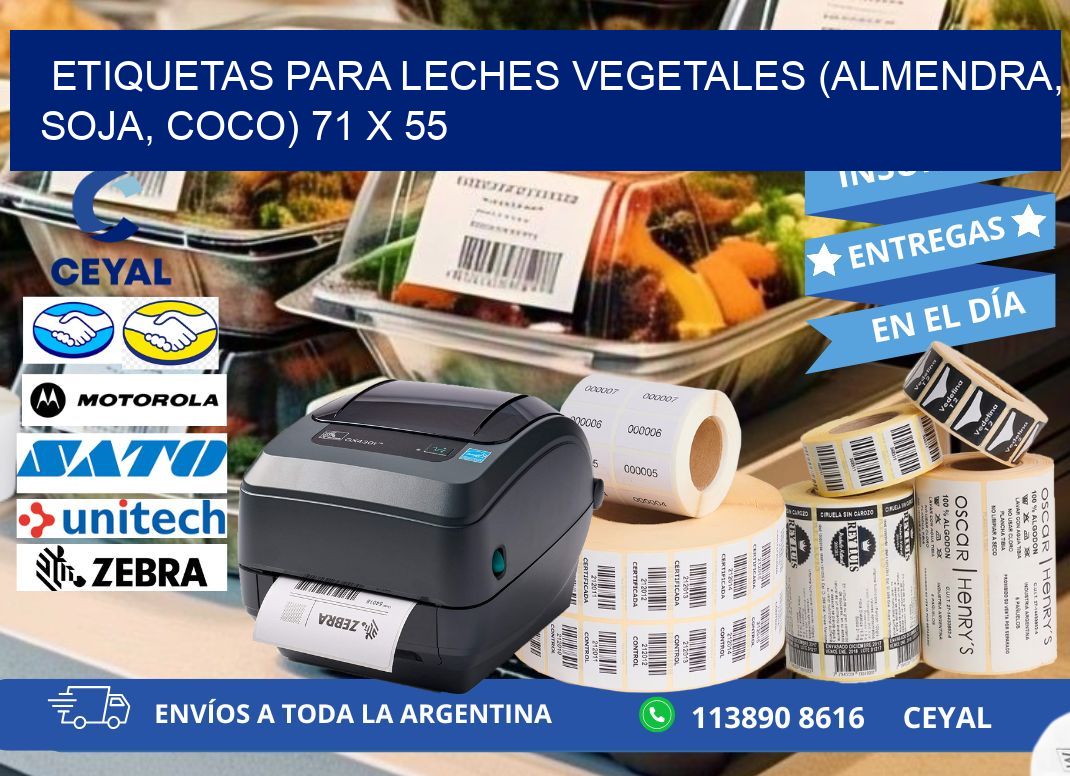 ETIQUETAS PARA LECHES VEGETALES (ALMENDRA, SOJA, COCO) 71 x 55