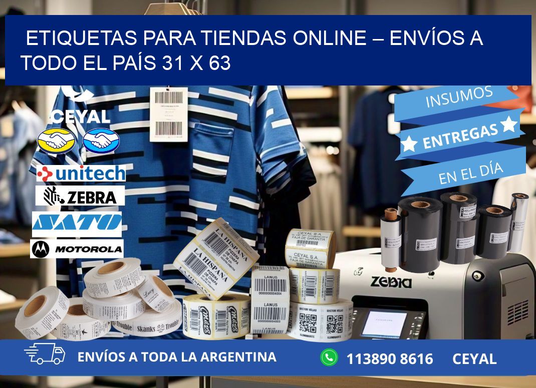 ETIQUETAS PARA TIENDAS ONLINE – ENVÍOS A TODO EL PAÍS 31 x 63