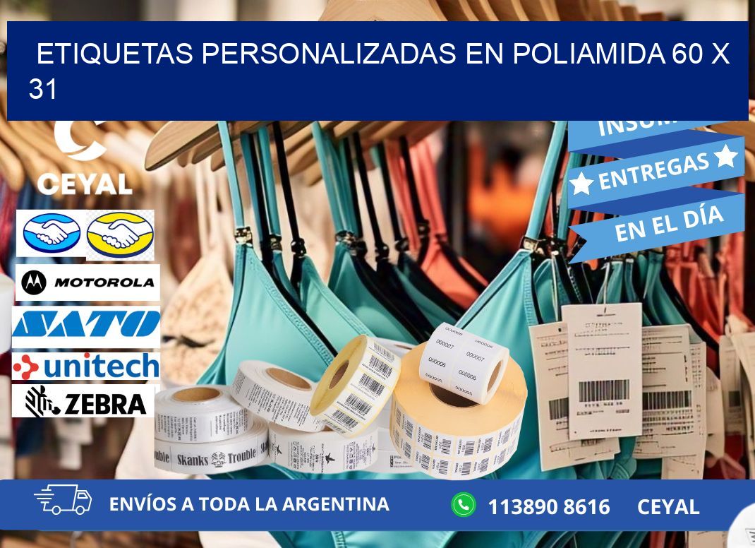 ETIQUETAS PERSONALIZADAS EN POLIAMIDA 60 x 31