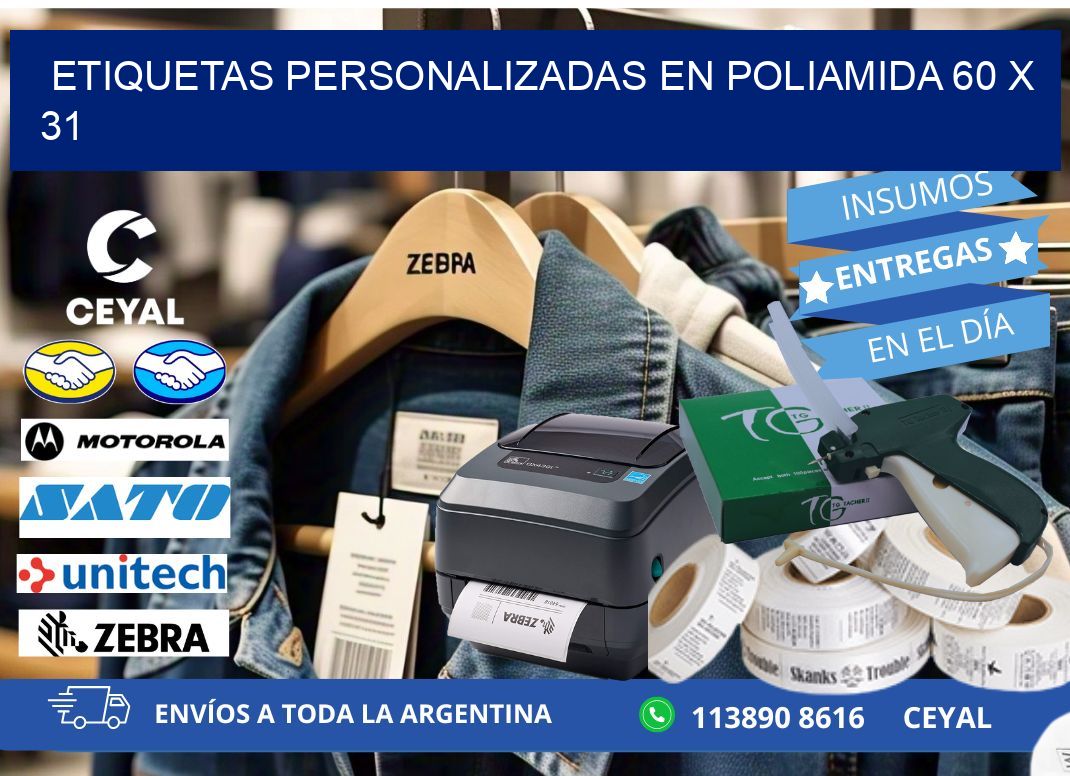 ETIQUETAS PERSONALIZADAS EN POLIAMIDA 60 x 31