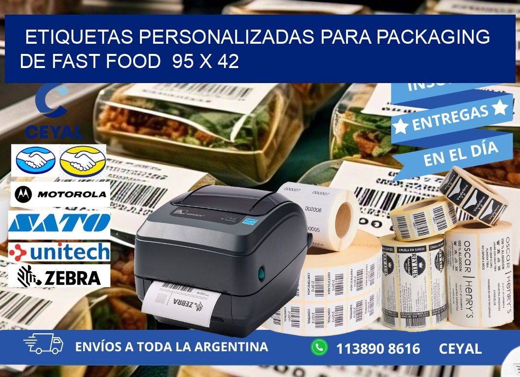 ETIQUETAS PERSONALIZADAS PARA PACKAGING DE FAST FOOD  95 x 42