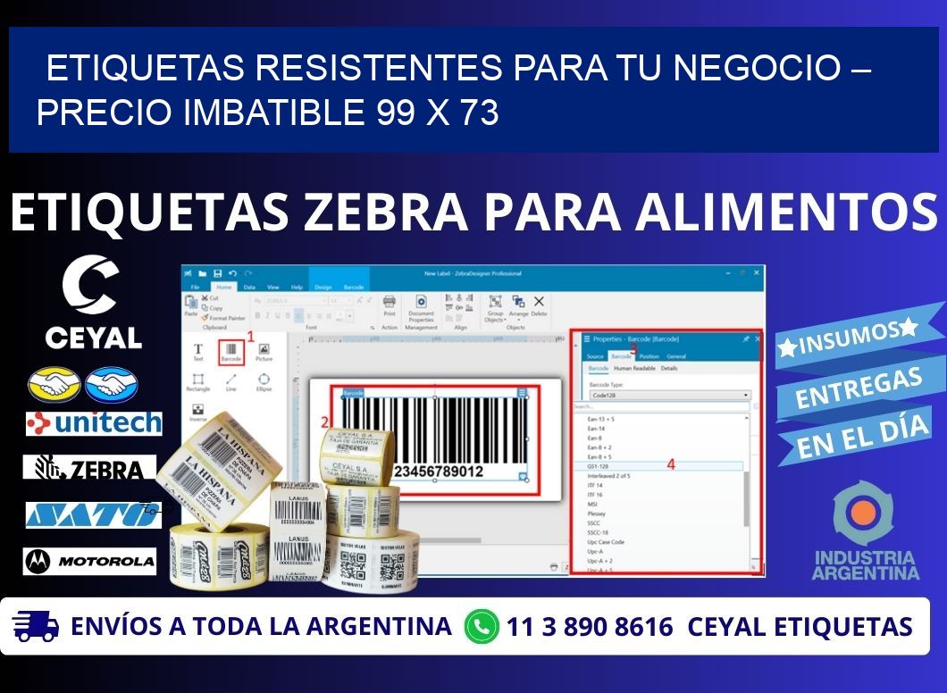 ETIQUETAS RESISTENTES PARA TU NEGOCIO – PRECIO IMBATIBLE 99 x 73