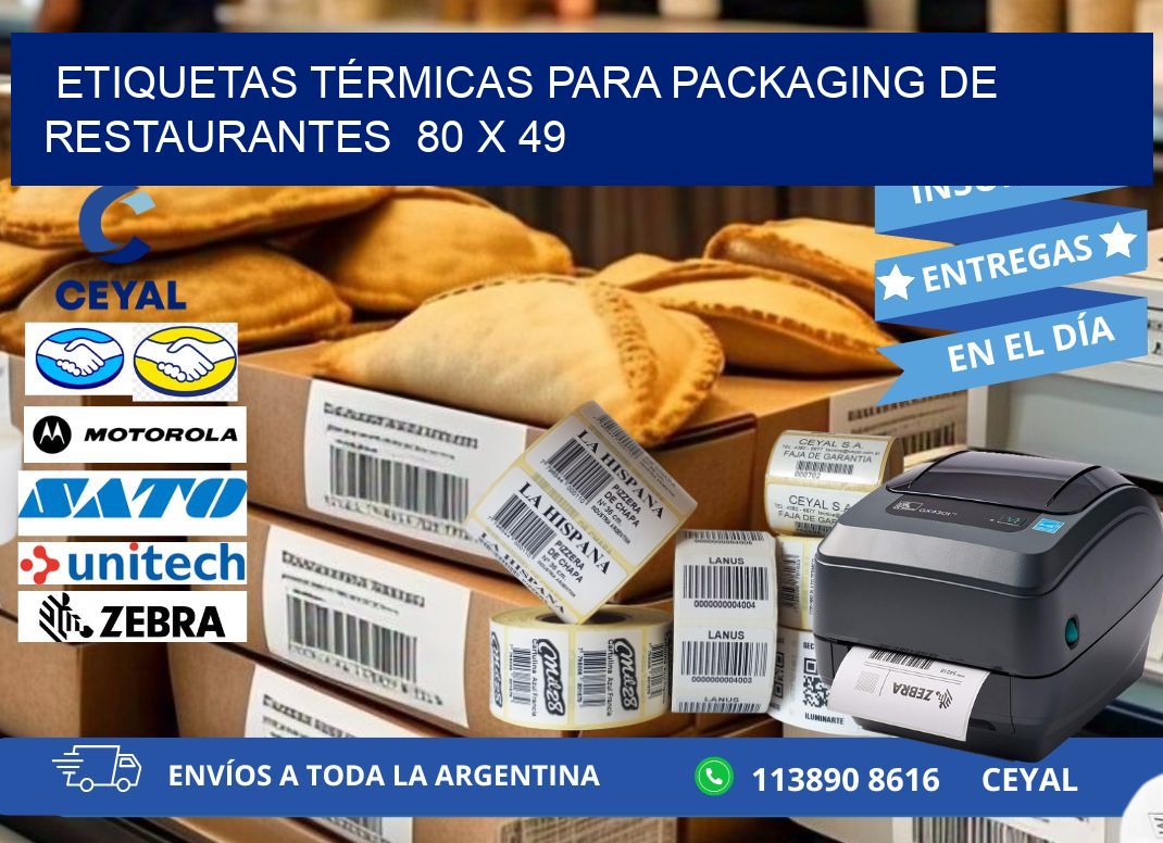 ETIQUETAS TÉRMICAS PARA PACKAGING DE RESTAURANTES  80 x 49