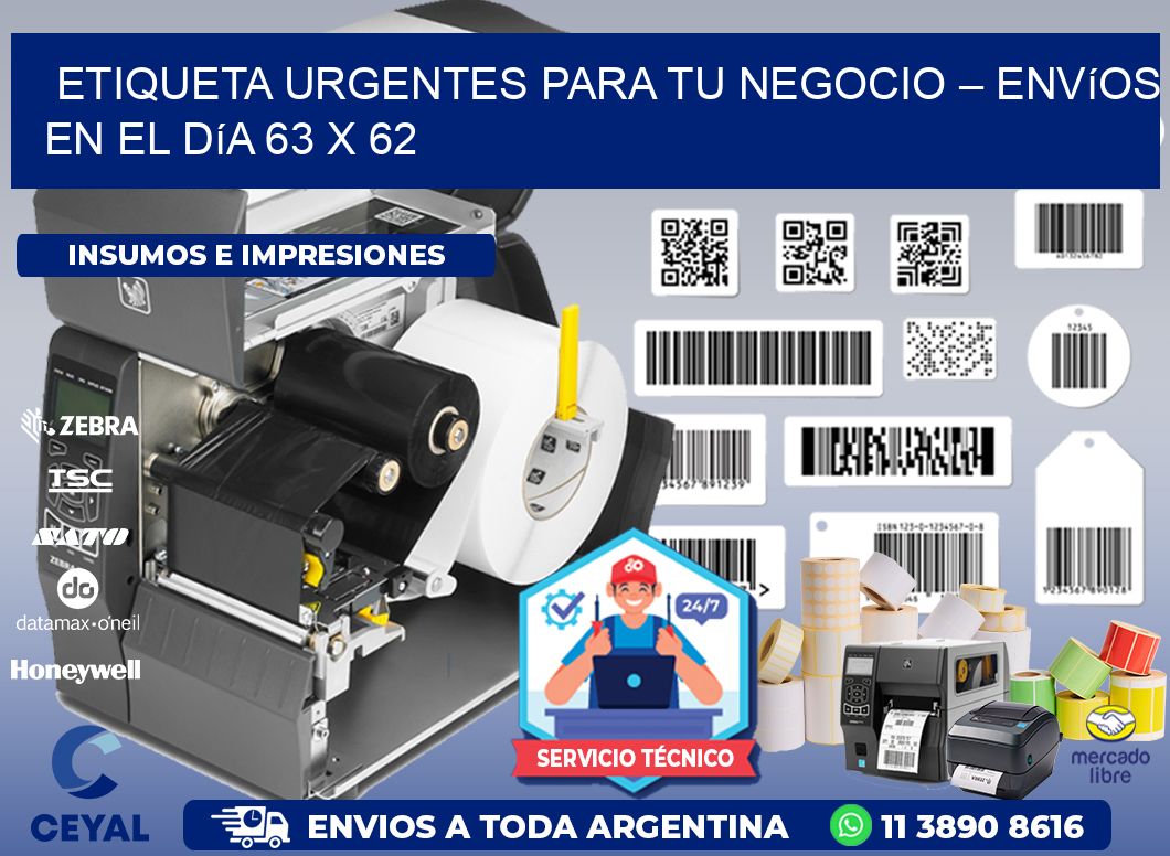 Etiqueta Urgentes para Tu Negocio – Envíos en el Día 63 x 62