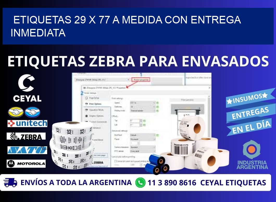 Etiquetas 29 x 77 a Medida con Entrega Inmediata