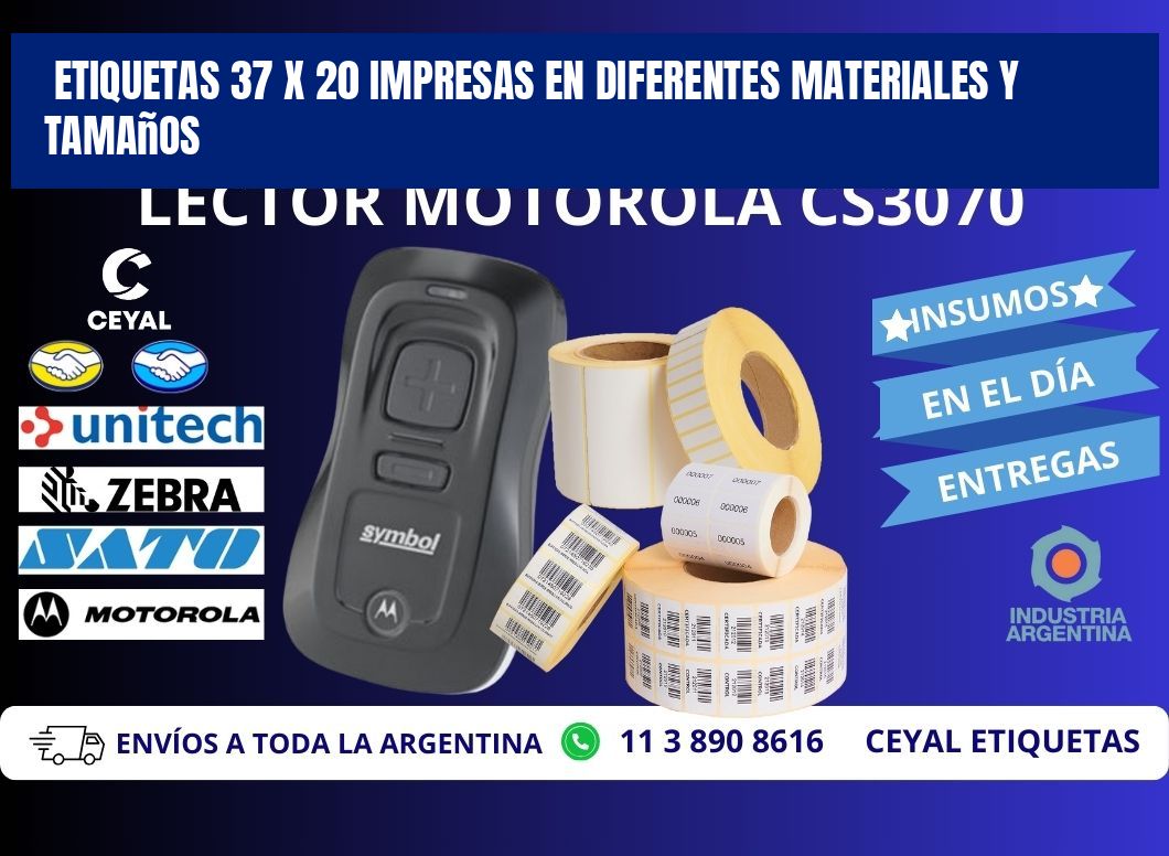 Etiquetas 37 x 20 Impresas en Diferentes Materiales y Tamaños