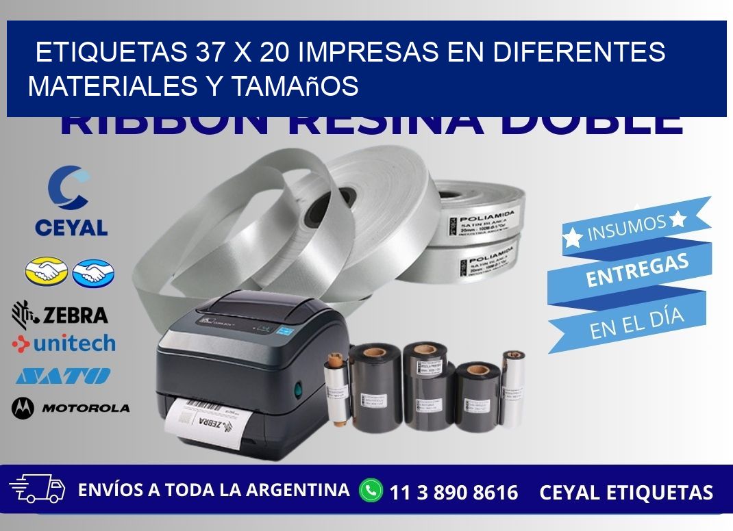 Etiquetas 37 x 20 Impresas en Diferentes Materiales y Tamaños