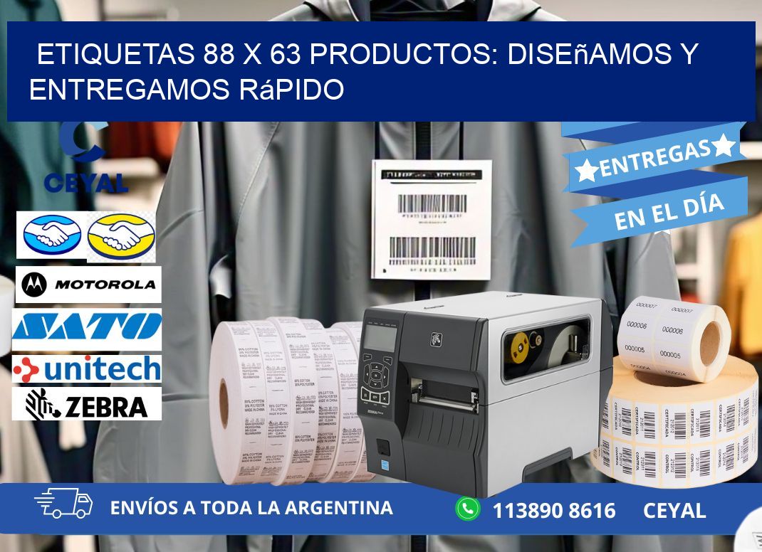 Etiquetas 88 x 63 productos: Diseñamos y Entregamos Rápido