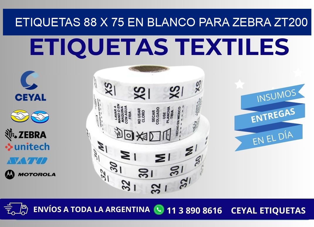Etiquetas 88 x 75 en blanco para zebra zt200