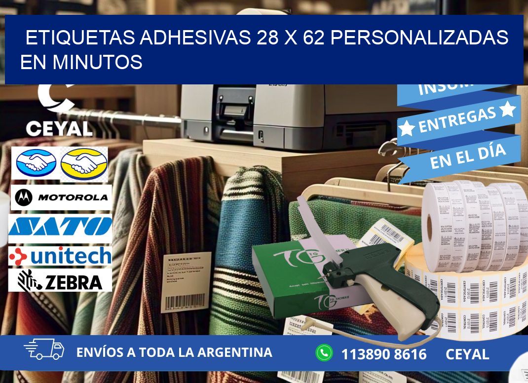 Etiquetas Adhesivas 28 x 62 Personalizadas en Minutos